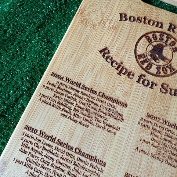 Boston Red Sox World Series Champions Bamboo Cutting Board Recipe for Success - Picture 3 of 11